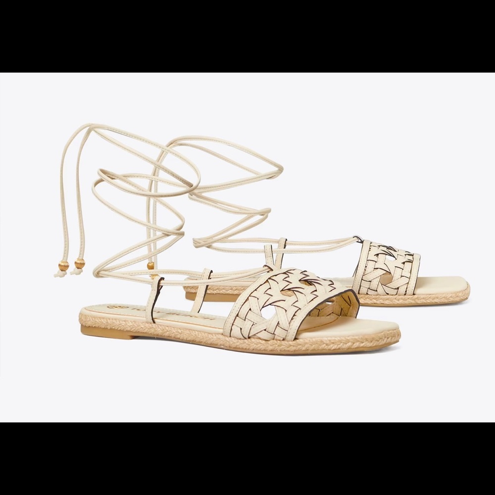 NEW, authentic TORY BURCH basket weave espadrille gladiator sandals- Size 8.5M